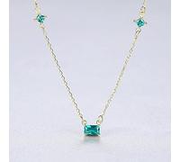Bar Pendant Necklace,New Green Topaz Square Necklace 925 Necklace for Women Choker Jewelry Gift/925/40 ADD 5Cm