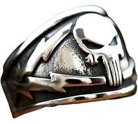 Bar Rot Anello in acciaio inox lucido con teschio punitore gotico per uomini e ragazzi, stile punk rocker, biker, moda per feste, Metallo, Nessuna pietra preziosa