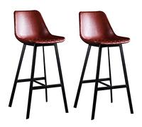 Bar Set di in Pelle PU con sgabelli da banco Posteriore e poggiapiedi per l'isola della Cucina, caffetteria, Pub, assemblaggio Facile, carichi libbre (Rosso, 65 cm/25.6in)