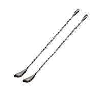 Bar Spoon Cocktail Mixing Stirrers for Drink, Stainless Steel 12 Inches Long Handle, Black 2 Pieces