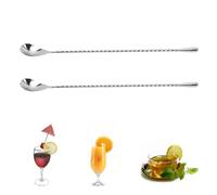 Bar Spoon in Acciaio Inossidabile, Cucchiaino Lungo Miscelatore Teardrop a Goccia, Cucchiaini da Cocktail da Caffè, Spiral Mix Spoon, Il Cucchiaio D'Argento,Cucchiaio Shaker Misurino Cocktail, 2Pcs