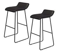 Bar Stool Industrial Farmhouse Barstool with PP Seat, Cafe Pub Kitchen Counter Dining Room Breakfast Bar Chair (White-2ps)