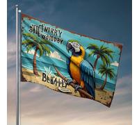 Bar Stuff For Man Cave Parrot On Tropical Beach: Someday Be Happy Flag Vintage Decor Funny Home Decor (30 x 45 cm)