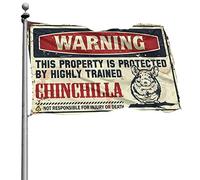 Bar Stuff For Man Cave Warning This Property Is Protected by A Highly Trained Chinchilla Flag Funny Room Flags for Bedroom Funny (60 x 90 cm)