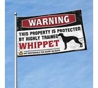 Bar Stuff For Man Cave Warning This Property Is Protected by A highly Trained Whippet Flag Funny Room Flags for Bedroom Funny (60 x 90 cm)