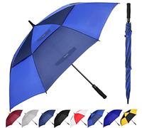 Baraida Ombrello da golf grande, 152/172/182 cm, extra large, a doppia cupola, ventilato, antivento, impermeabile, con apertura automatica, per uomini, donne e famiglia (157 cm, blu reale/blu navy)