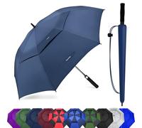 Baraida Ombrello da golf grande, 157,5 cm, extra large, a doppia cupola, ventilato, antivento, impermeabile, apertura automatica, per uomini, donne e famiglia, 157,5 cm, blu navy
