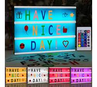 BARAKYEG Light Box Cambio Colore,192 Lettere e Emoji,Telecomando 16 Colori.LED Lavagna Luminosa,Boite Lumineuse Message,Alimentata da USB e Batteria,Idee Regalo Compleanno,Natale.Decorazioni Casa,A4