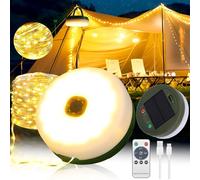BARAKYEG Luci Solari Esterno Campeggio,100LED/10M Camping String Light,2000mAh,Telecomando,Ricaricabile Tramite USB,Luci da Esterno Campeggio,Luce Campeggio Multifunzione Tenda,Avventure Esterni