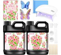 BARAKYEG Resina UV500g,Kit Resina UV Aggiornato,UV Resin,Trasparente Kit Con Lampada UV per Gioielli,Creazione di Gioielli,Trasparente Dura,UVTrasparente,Creazione Artigianale,Indurimento Veloce Kit