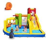 Baralir Castello gonfiabile XXL con acquascivolo e ventilatore, ideale per giardino, casa gioco perfetta per bambini all'aperto, esperienza di parco giochi sicura