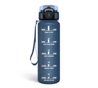 Baramumu Borraccia, 500ML Senza BPA, Borraccia Plastica, Design della serratura a prova di perdite, Borracce Motivazionale, Con marca temporale, Bottiglia Acqua per Stadio, Ufficio - Blu marino