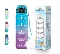 Baramumu Borraccia, 500ML Senza BPA, Borraccia Sport, Design della serratura a prova di perdite, Bottiglia Motivazionale, Con marca temporale, Bottiglia Acqua per Scuola, Yoga, Campeggio - Blu&viola