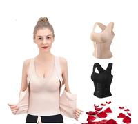 BaraSh 2 pz 3-in-1 Vita Trainer Reggiseno 2024 Nuovo Vita Trainer Shaper Traspirante Tummy Control Canotte Dimagrante Compressione Reggiseno Gilet for Le Donne (Color : Beige+Black, Size : M)