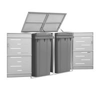 BaraSh Copri Bidoni Pattume Doppio 138x77,5x115,5cm Acciaio Inox,Copri Bidoni,Copri Bidoni Spazzatura Esterno,Copri Bidoni da Esterno(SPU:149559)