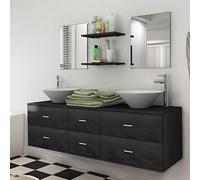BaraSh Mobili da Bagno con Lavabo Set 7 pz Nero,Set Arredo Bagno,Set Mobili da Bagno Completo,Bagno Completo Moderno(SPU:272231)