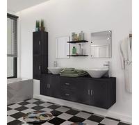 BaraSh Mobili da Bagno con Lavabo Set 9 pz Nero,Mobili,Set di mobili,Set di mobili per Bagno(SPU:272229)