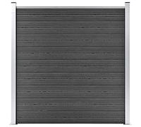 BaraSh Pannello di Recinzione in WPC 180x186 cm Nero, Rustico