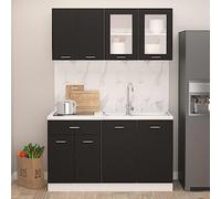 BaraSh Set Armadi da Cucina 4 pz Nero in Truciolato,Set Armadi da Cucina,Mobili Arredi Salvaspazio
