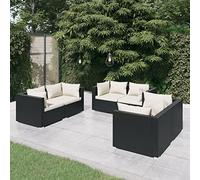 BaraSh Set Divani da Giardino 6 pz con Cuscini in Polyrattan Nero,Set Divani da Giardino,Set Salotto da Esterno,Divani da Esterno,Giardino Esterno Arredo(SPU:3102295)
