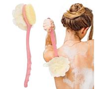 Barasti® Spazzola per il corpo da bagno con setole e luffa, spazzola per doccia con manico lungo, esfoliante per la schiena, migliora la salute e la bellezza della pelle, spugna da bagno in luffa, più