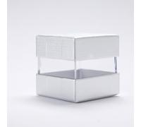 BARATTI 12 Scatoline Regalo Trasparenti in Plexiglass con Coperchio, Eleganti Confezioni Porta Confetti, Bomboniere, Oggetti Ideali Per Comunione, Laurea, Cresima, Compleanno - 5x5x5 cm (Argento)