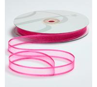 BARATTI Nastro in Organza con Bordo in Raso 12mm X 50 metri, per Artigianato, Natale, Decorazioni, Adatto Per confezionare Regali, Feste di Compleanno, Matrimoni, Bomboniere (Fucsia)