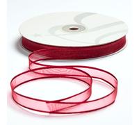 BARATTI Nastro in Organza con Bordo in Raso 20mm X 50 metri, per Artigianato, Natale, Decorazioni, Adatto Per confezionare Regali, Feste di Compleanno, Matrimoni, Bomboniere (Bordeaux)