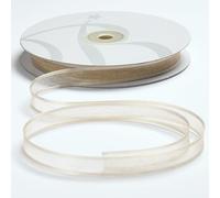 BARATTI Nastro in Organza con Bordo in Raso 20mm X 50 metri, per Artigianato, Natale, Decorazioni, Adatto Per confezionare Regali, Feste di Compleanno, Matrimoni, Bomboniere (Beige)