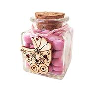BARATTI Set 20 Bomboniere Fai da Te per Nascita Bambina KBA2232R Rosa con Carrozzina in Legno (Barattolo Vetro L15154)