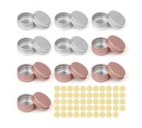 Barattoli Allluminio, GEBAUM Organizer Viaggio 10 pz, Contenitori in Alluminio da 10 ML con Etichetta Tonda, Per Burrocacao, Mini Candeline, Bottoni