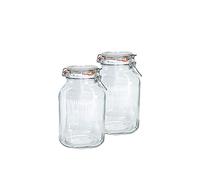 Barattoli Bormioli Fido con chiusura a gancio, 2 pezzi | Capacità: 3 l | Conservazione ermetica grazie all'anello di gomma e alla chiusura a leva