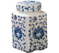 Barattoli di blu e bianco, barattolo di in ceramica da 200 ml con coperchio a tenuta stagna, vaso quadrato cineserie per decorazioni per la casa, esposizione di fiori e contenitore p