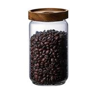 Barattoli di Conservazione in Vetro, Barattolo Caramelle Trasparenti, barattoli Vetro Ermetici, con copertura in legno, Cucina Contenitori Alimentari per Spezie, Zucchero, Caffè, Biscotti (1000ml)
