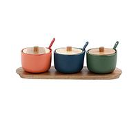 barattoli di sapore, Pentola for condimenti for la casa Pentola for spezie Set di contenitori for zucchero in ceramica Scatola for condimenti con coperchio e cucchiaio Barattoli for condimenti