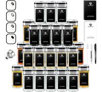 Barattoli di spezie da 35 pezzi con 360 ° Coperchi rotanti, contenitori in vetro da 120 ml, 3 impostazioni regolabili, organizer per dispensa per erbe, spezie