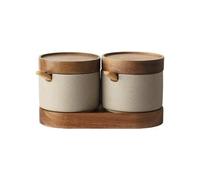 Barattoli di spezie Lattina di peperoncino in ceramica da 1/3 pezzi con cucchiaio, sale da cucina e serbatoio di stoccaggio del glutammato monosodico Barattoli Di Vetro Con Coperchi ( Color : 2 pcs )