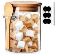Barattoli di vetro con coperchio ermetico e cucchiaio, contenitori per alimenti in vetro, contenitori per avena con coperchio, tè/zucchero/spezie, contenitori per sale da bagno (1 pezzo)