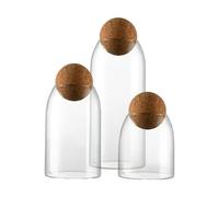Barattoli di vetro | Contenitore di frutta secchi trasparente | Set di 3 barattoli di conservazione con coperchio per zucchero, caramelle, caffè, tè alla rinfusa, condimento, cucina, camera da letto
