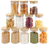 Barattoli ermetici per spezie con coperchi ed etichette in bambù, perfetti per organizzare tè, caffè, erbe e cereali nella cucina di casa