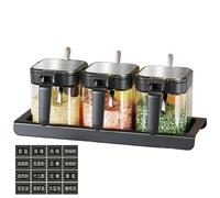 Barattoli in per condimenti, a prova di perdite, design impilabile, senza BPA, adatti alla cucina, leggeri, ecologici, comodi, con etichette per sale, zucchero, pepe