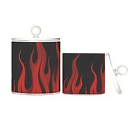 Barattoli in plastica trasparente con coperchio, colore nero fluorescente, colore rosso fiamma fredda, per riporre il filo interdentale, per tamponi di cotone, bastoncini di cotone, filo interdentale