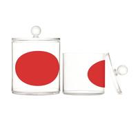 Barattoli in plastica trasparente con illustrazione della bandiera del Giappone, con coperchio, per cassettiera, contenitori decorativi per cotton fioc, batuffoli di cotone, filo interdentale