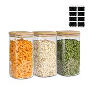 Barattoli in vetro per alimenti, 1500 ml, contenitori in vetro con coperchio, trasparenti, con coperchio sigillante, per tagliatelle, farina, cereali, riso, zucchero, tè, chicchi di caffè, set da 3