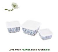 BARATTOLI PER ALIMENTI IN BAMBU QUADRATI SET 3 PEZZI CON COPERCHIO TRASPARENTE