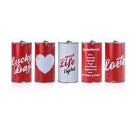 Partydeco Barattoli per Auto Sposi, Lamiera, Bianco/Rosso, 14 x 7 cm
