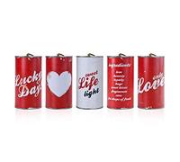 Partydeco Barattoli per Auto Sposi, Lamiera, Bianco/Rosso, 14 x 7 cm