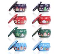 Barattoli per candele di Natale, 8Pcs barattoli vuoti, mini barattolo di metallo con coperchio, per festa di compleanno, caramelle, candele fai da te (2,2 OZ)