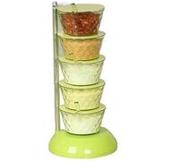Barattoli per condimenti, Set di bottiglie for condimenti trasparenti girevoli verticali da cucina, barattolo for sale e salsa(Grün,5 Tier)