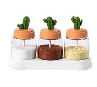 Barattoli per condimenti, Set di contenitori for condimenti a forma cactus, scatola da cucina, barattolo vetro trasparente, set bottiglie for la casa, scatole for(3pcs)